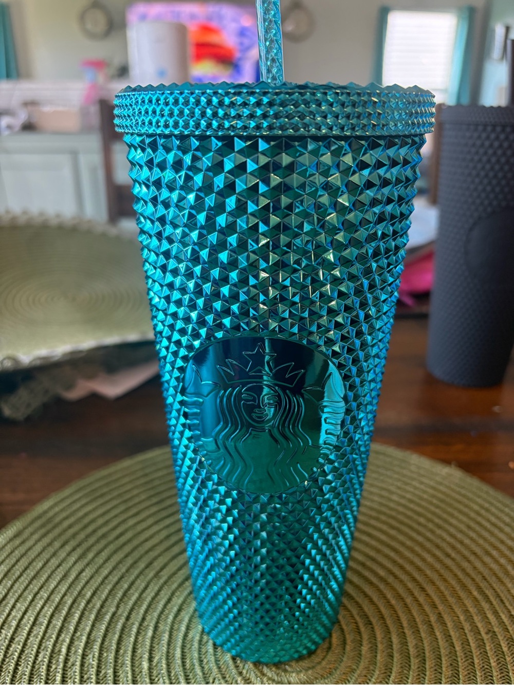 Starbucks Metallic Teal Cup with Studded Rim